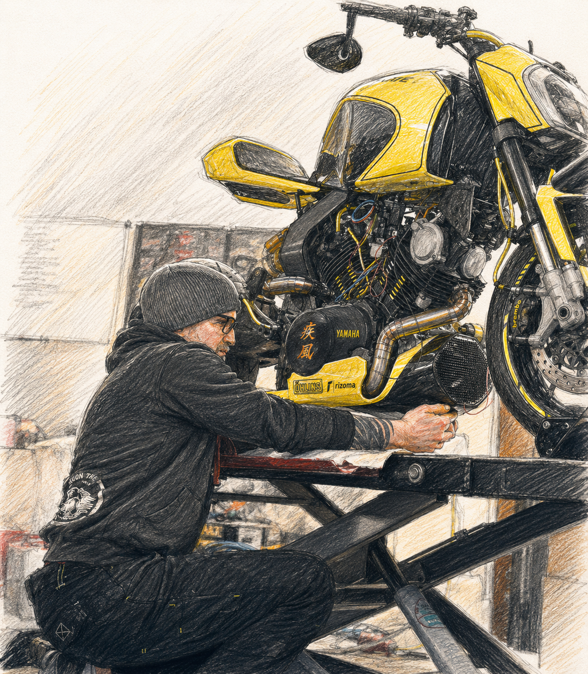 Builder in workshop